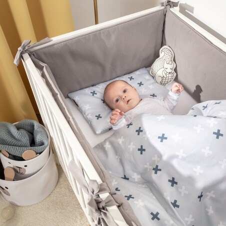 Ochraniacz do łóżeczka, pruski błękit, 180x30cm, Posh Velvet