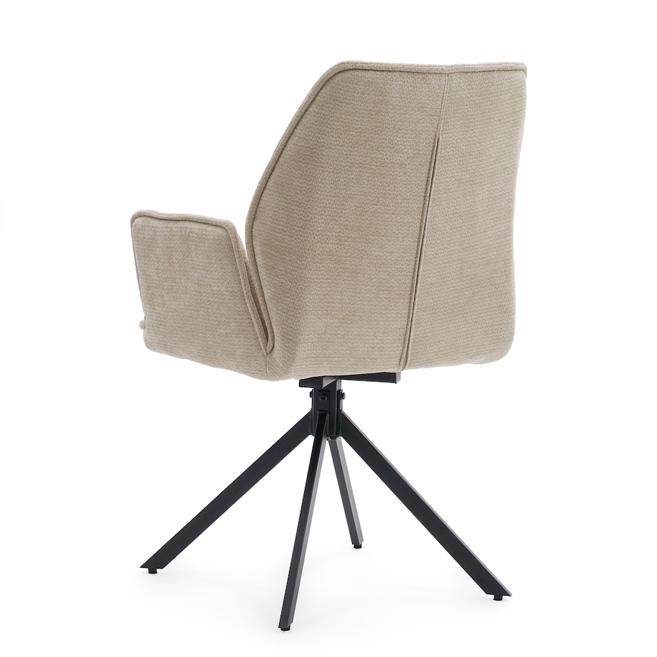 Krzesło tapicerowane obrotowe szenilowe do salonu MERANO jasnobeżowe