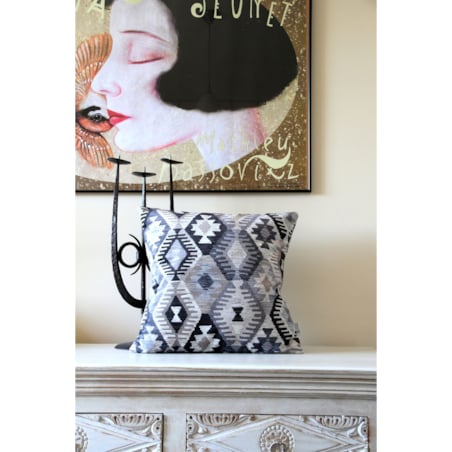 Poduszka welurowa Aztek Boho 45x45 cm -szara