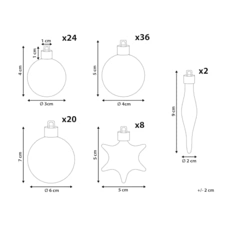 Zestaw 102 bombek BANDAK Srebrny