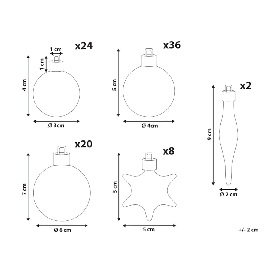 Zestaw 102 bombek BANDAK Srebrny