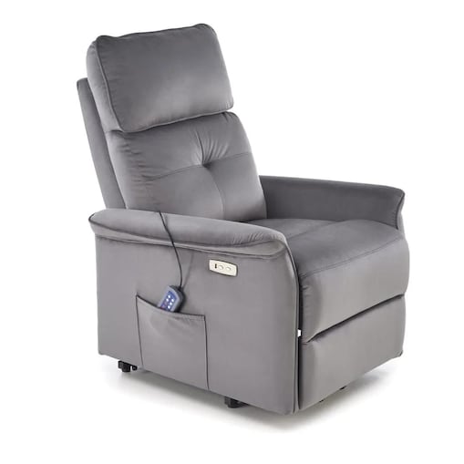 Fotel rozkładany SEMIR 2 VELVET szary masujący