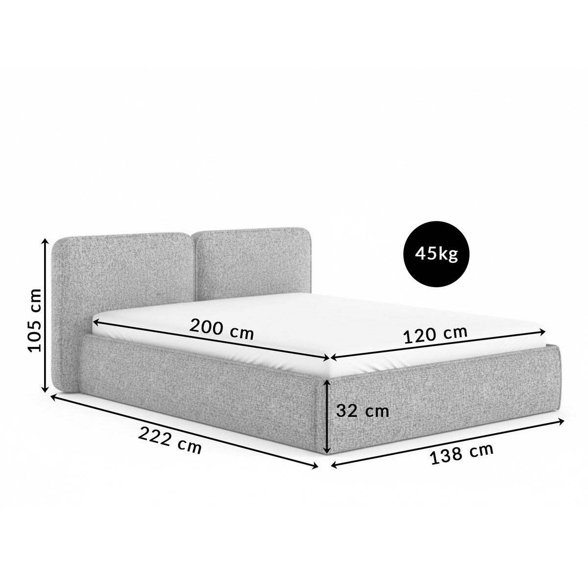 Łóżko Tapicerowane Elite 120X200 Stelaż Pojemnik Na Pościel Loop 03