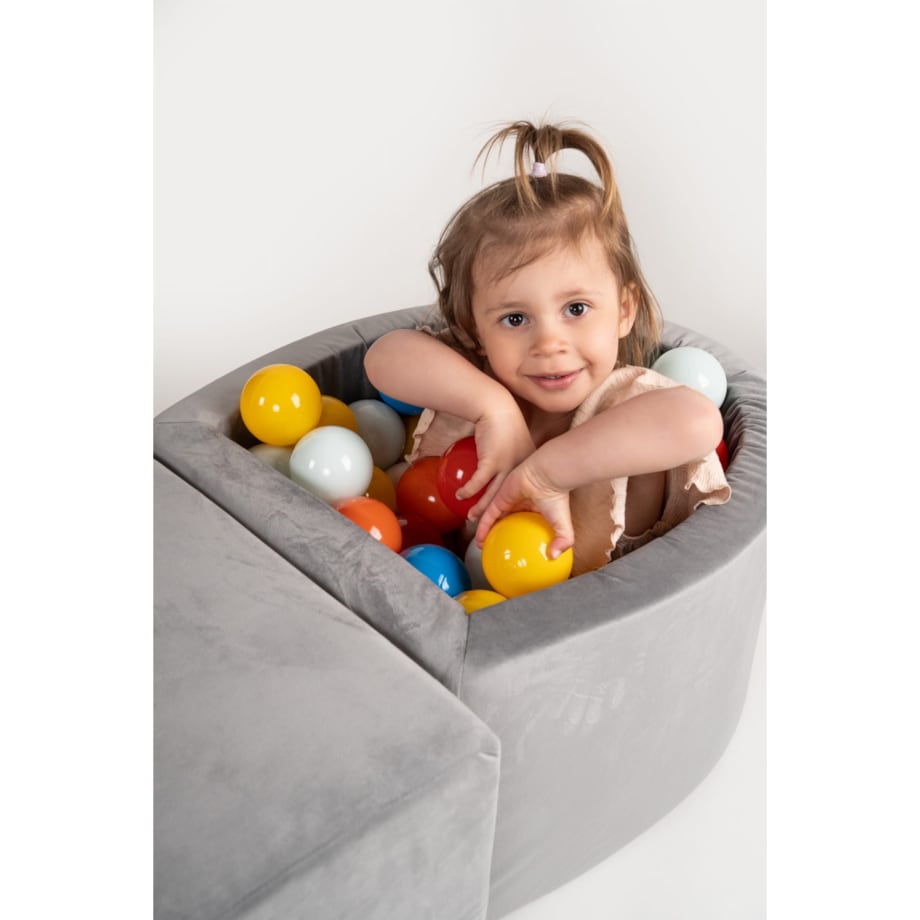 Piankowy plac zabaw + mały basen - szary + 80 piłek KOLOROWE