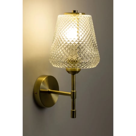 Kinkiet złoty ze szklanym kloszem Yulen