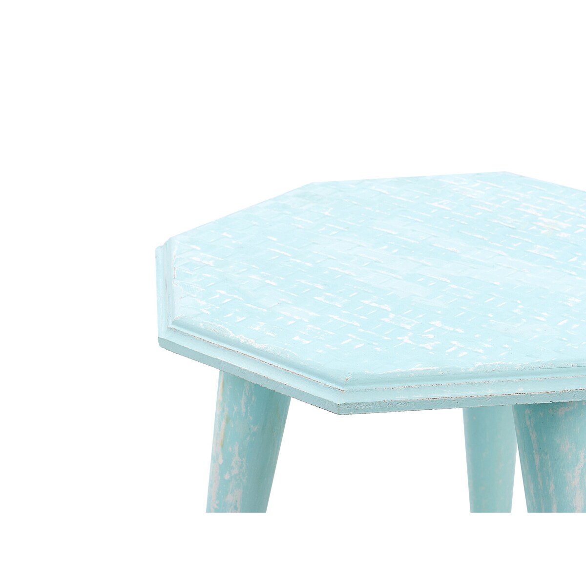 Zestaw 2 drewnianych stolików pomocnicznych niebieski KANRI