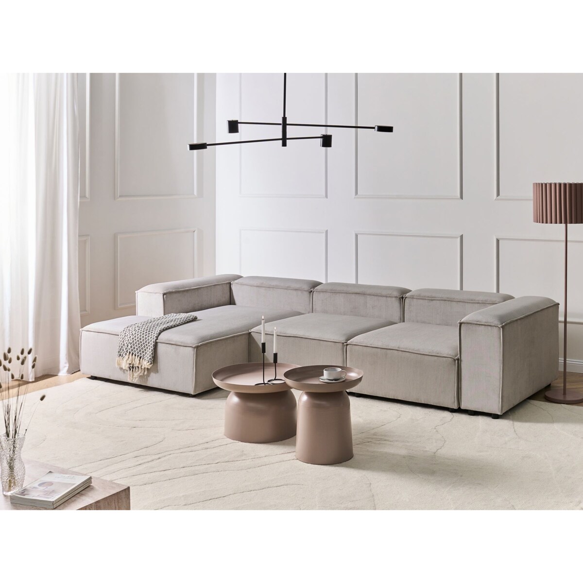 Narożnik modułowy dla 4 osób ARDAL Sztruks Beżowoszary Prawostronny