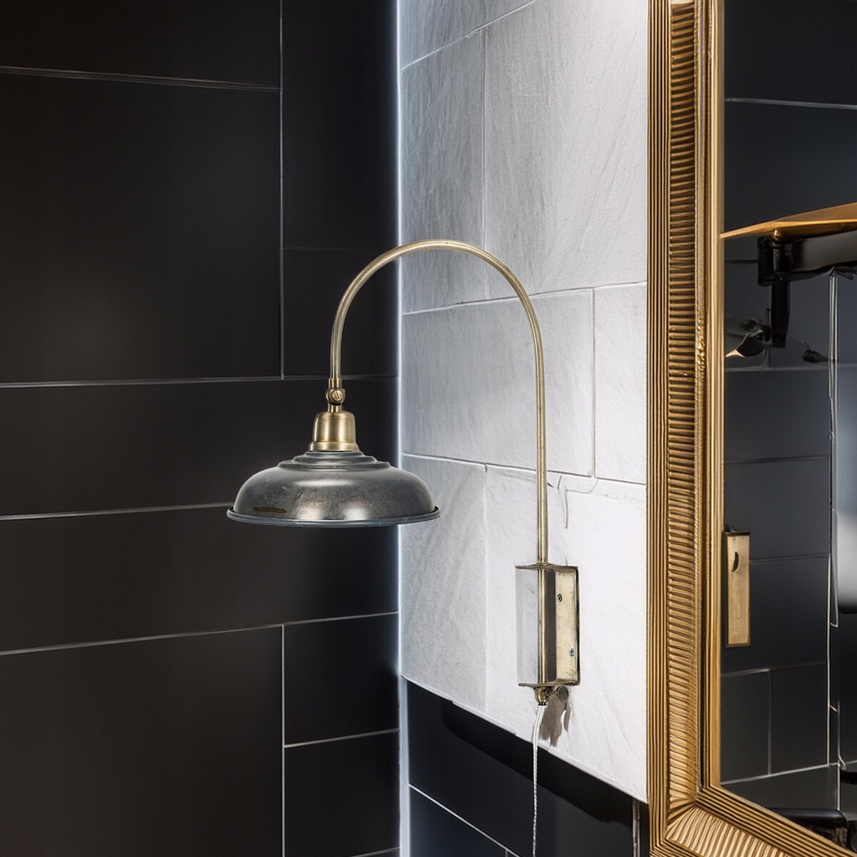 LAMPA KINKIET ŚCIENNA DO POWIESZENIA ZŁOTA SREBRNA METALOWA LOFT NOCNA
