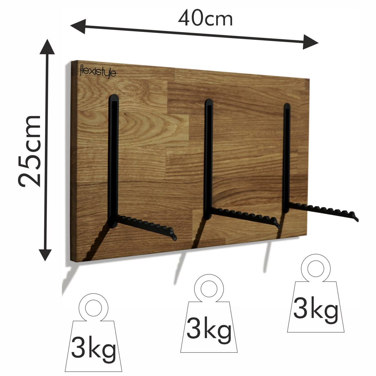 Wieszak na Ubrania Dębowy 25x40cm dębowy