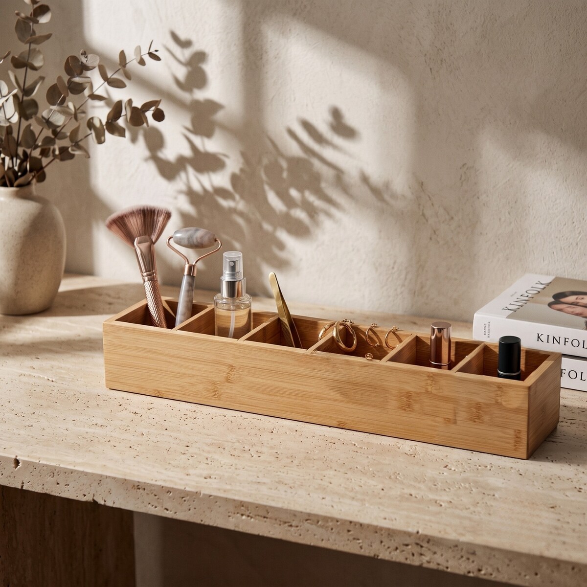 Organizer biurkowy bambusowy, 38 x 8 x 7 cm