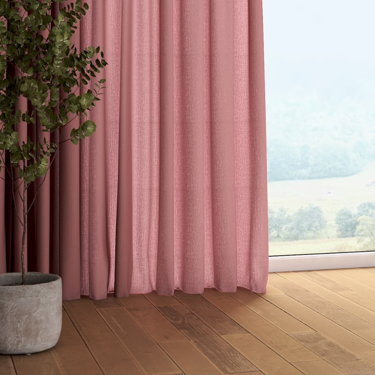 Zasłona na taśmie marszczącej 1 szt. 130x245 zgaszony róż