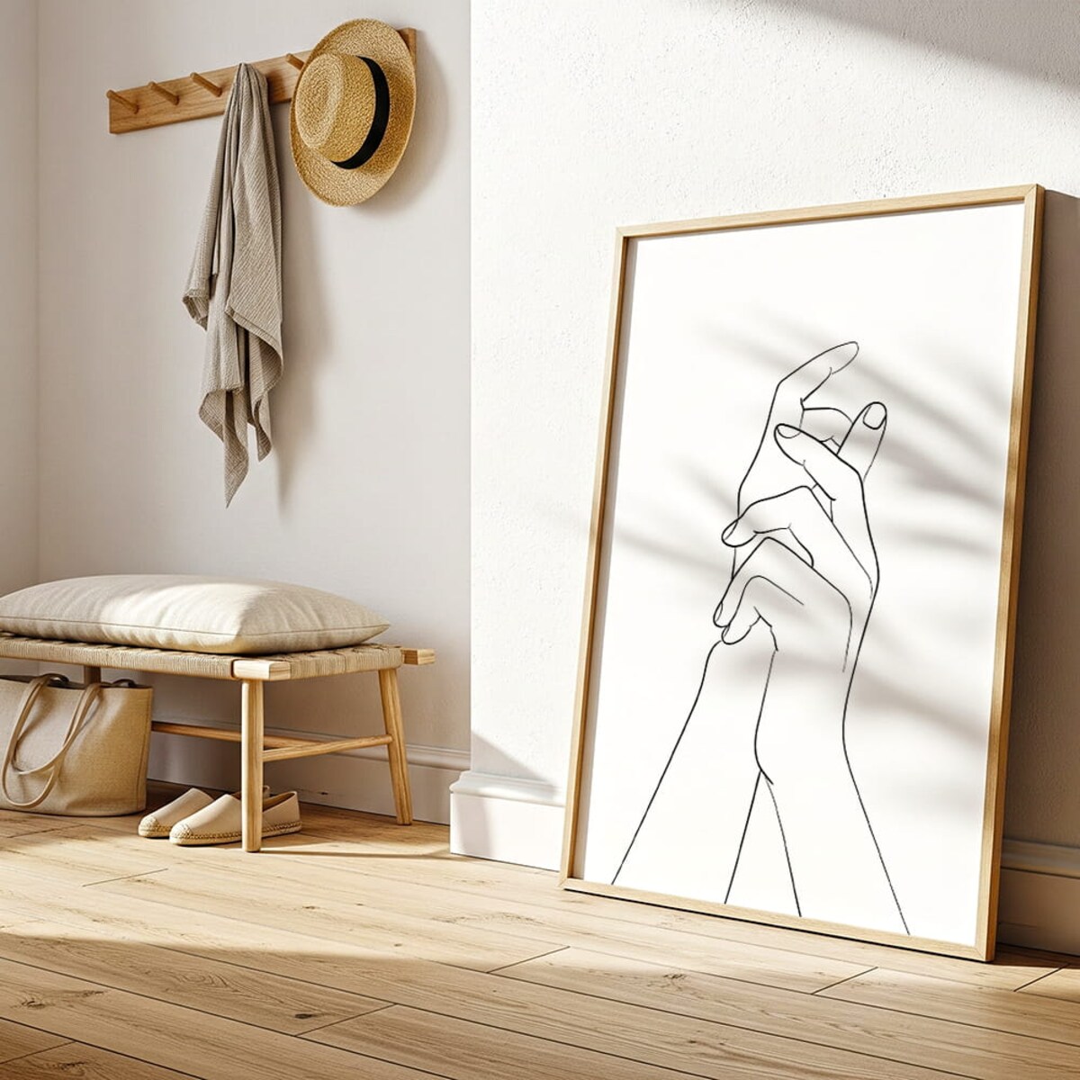 plakat line art dłonie 30x40 cm