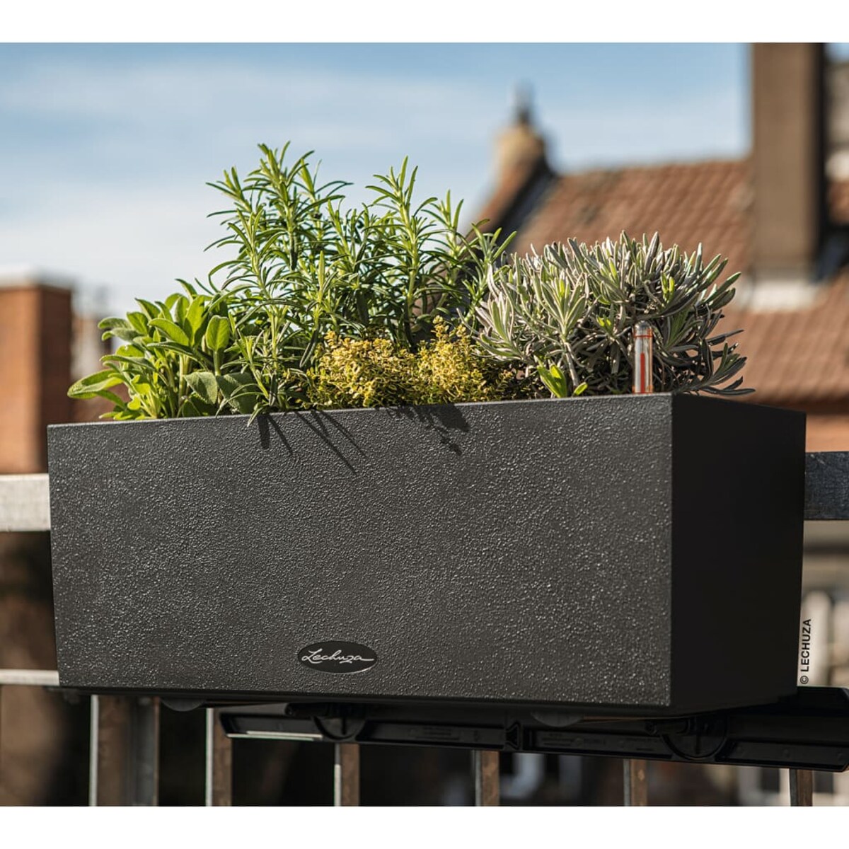 LECHUZA Donica BALCONERA Stone 50 ALL-IN-ONE, czarna