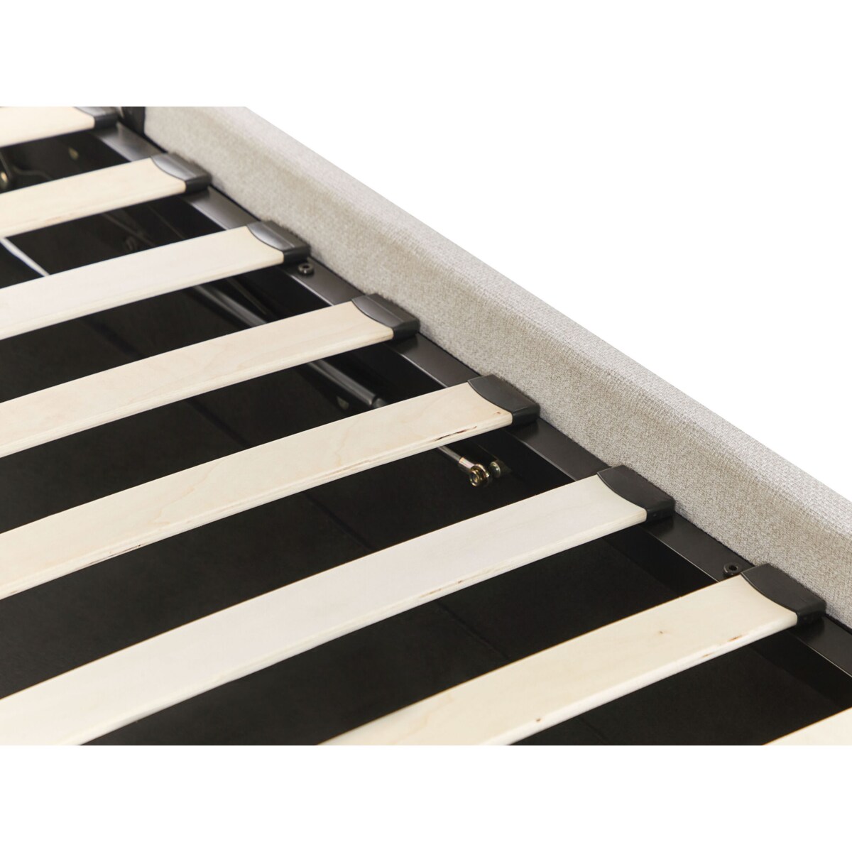 Łóżko z pojemnikiem tapicerowane 140 x 200 cm jasnobeżowe DINAN