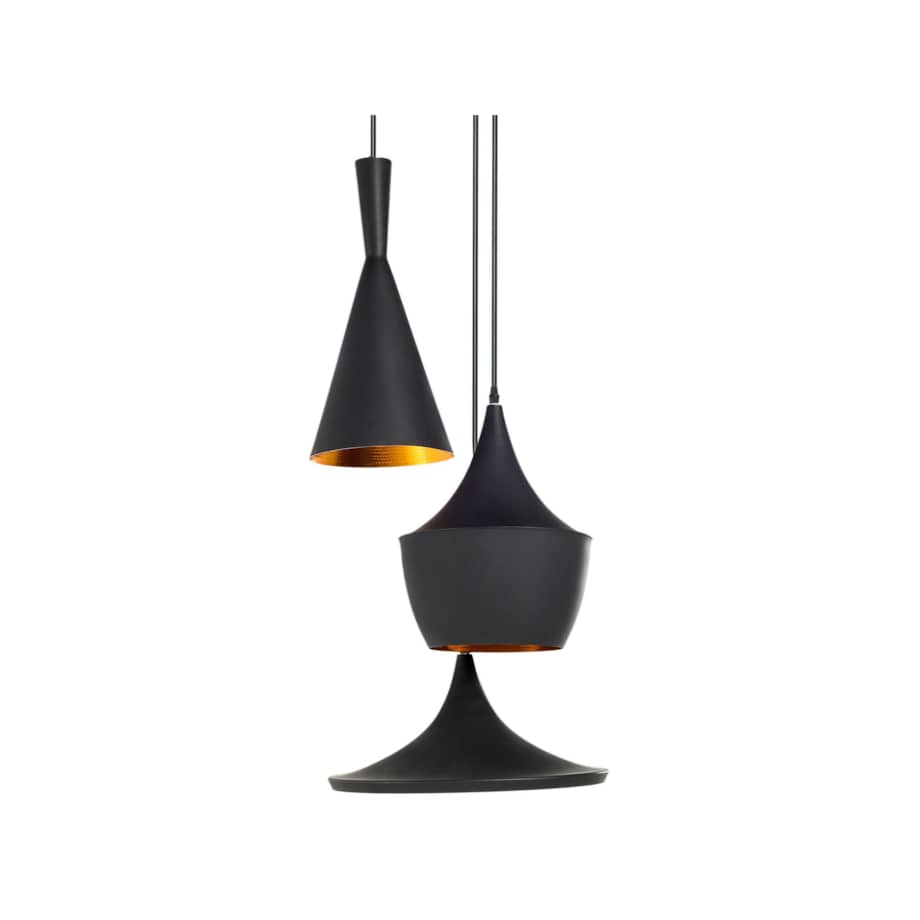 Lampa wisząca 3 klosze metalowa czarna CARSON