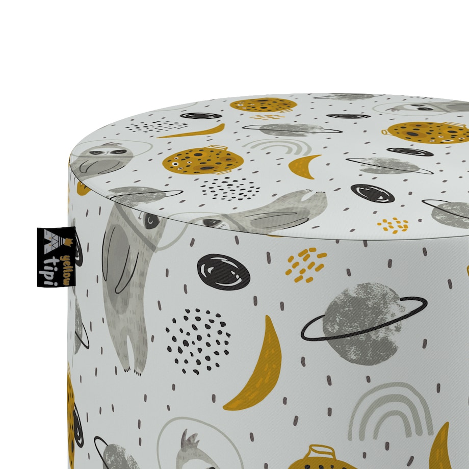 Puf Bobby, biało-szara, ø40, wys. 40 cm, Magic Collection