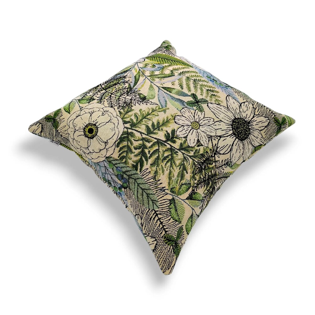 Żakardowa poduszka dekoracyjna Paprocie i Kwiaty 45x45 cm