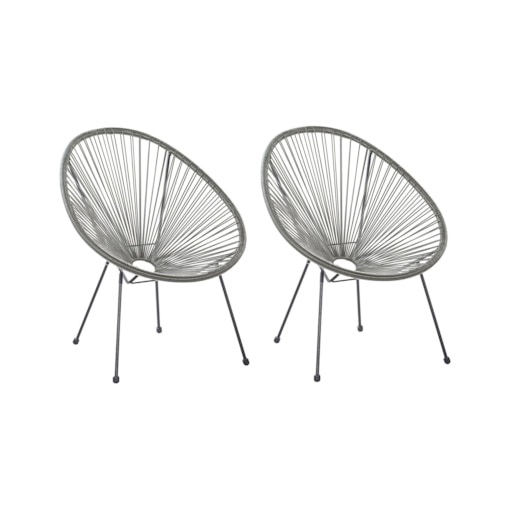 Zestaw 2 krzeseł z technorattanu szary ACAPULCO II