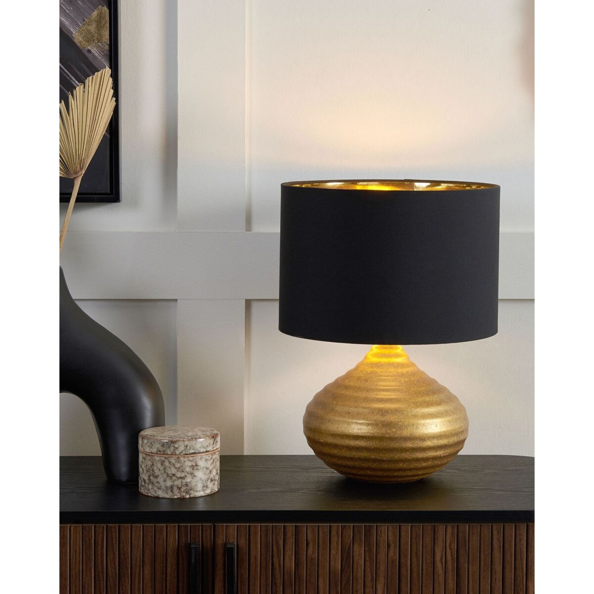 Lampa stołowa ceramiczna złota KUBAN