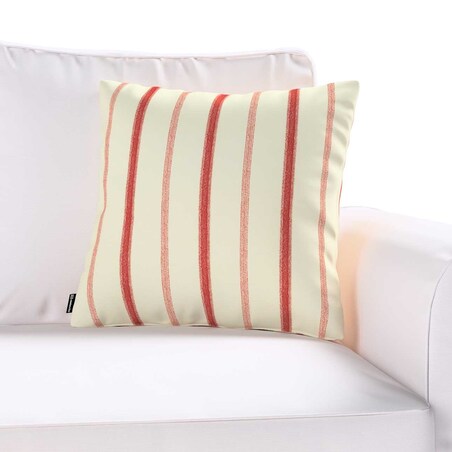 Poszewka Kinga na poduszkę 43x43 czerwone paski na tle ecru