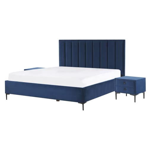Zestaw do sypialni Welur SEZANNE 140 x 200 cm Granatowy