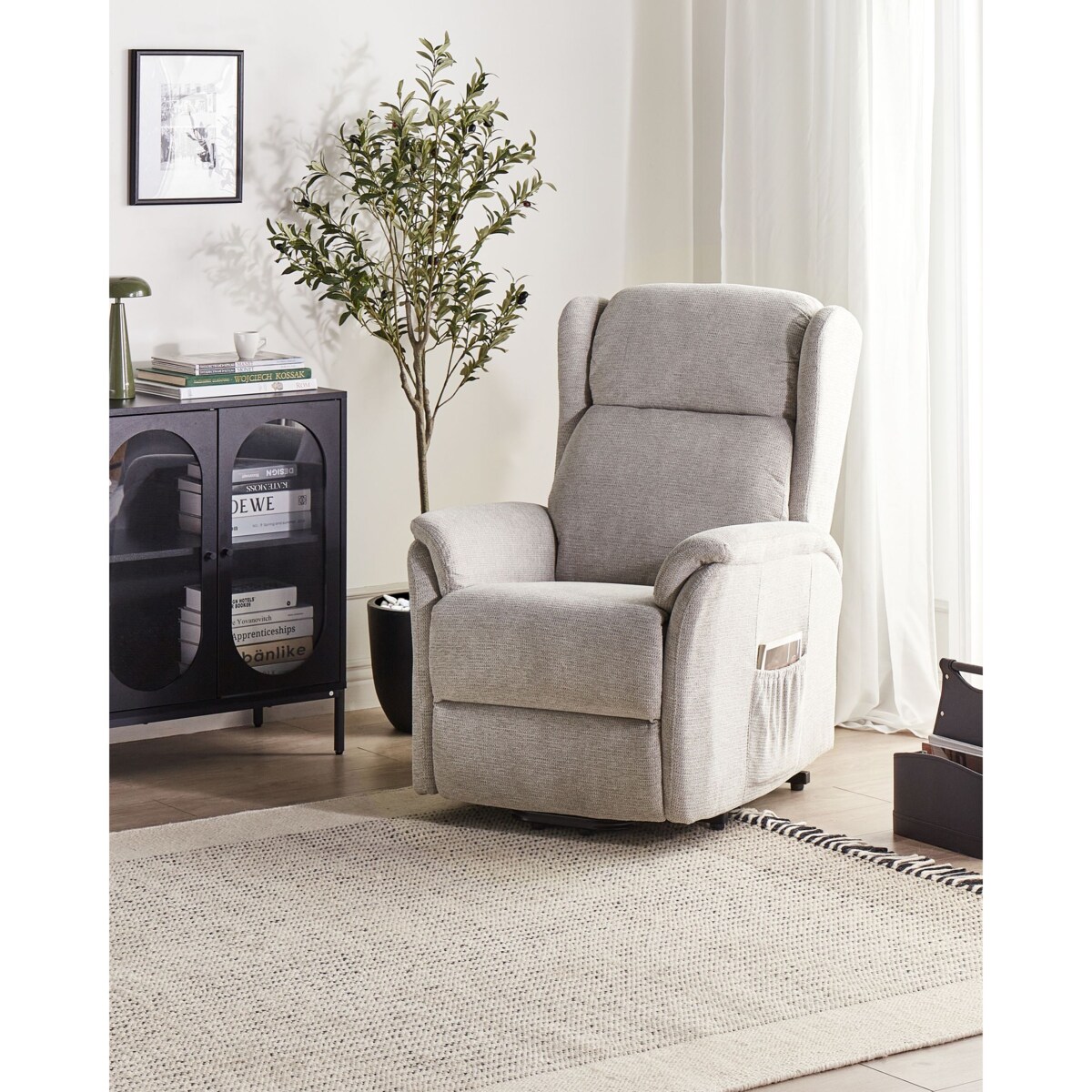 Elektryczny fotel rozkładany ELEGY Tkanina Jasnoszary