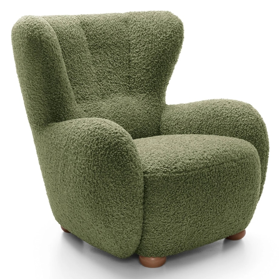 Fotel uszak boucle 91x88x100 cm POLTRONA zielony