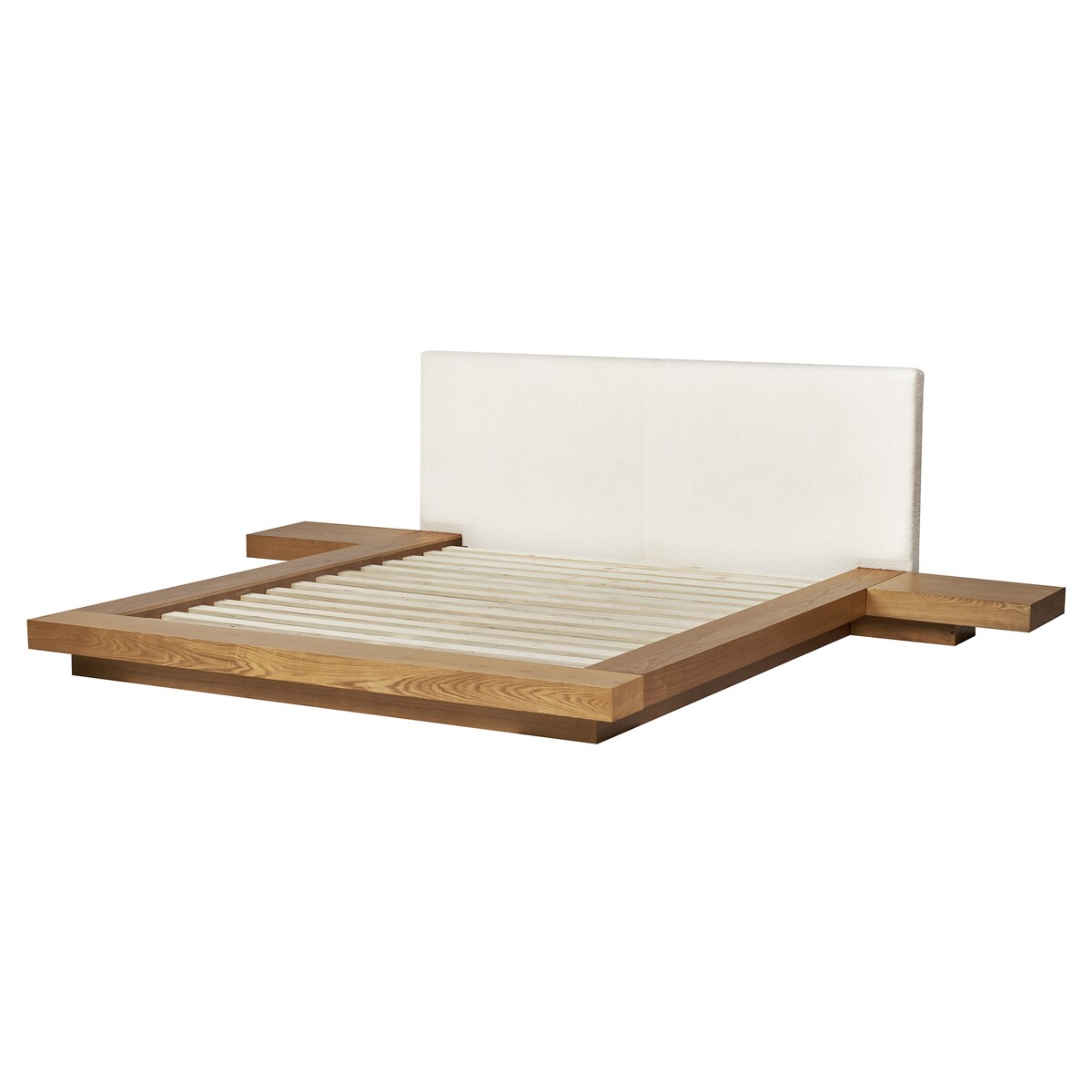 Łóżko LED Boucle ZEN 160 x 200 cm LED Jesion naturalny