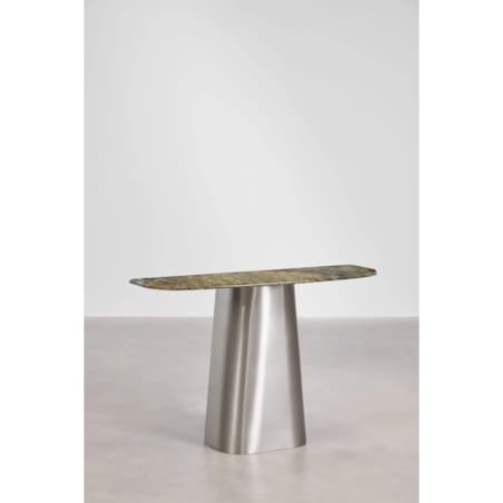 Konsola 120x40 cm z zielonego marmuru i stali nierdzewnej Moreila