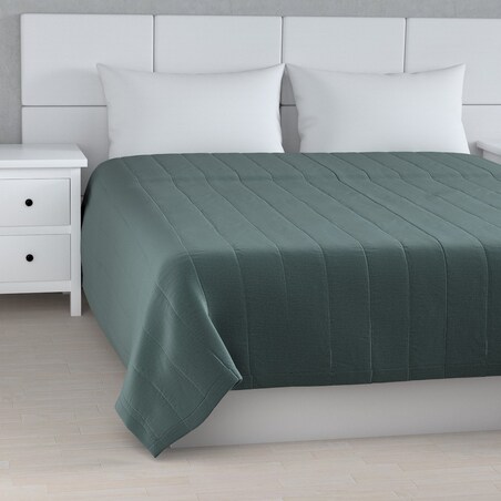 Narzuta pikowana w pasy 130x210 zgaszony szmaragd - welwet