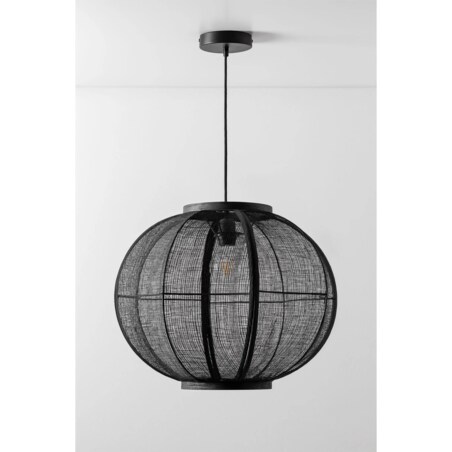 Lampa wisząca lniana czarna Zenna Ø50 cm