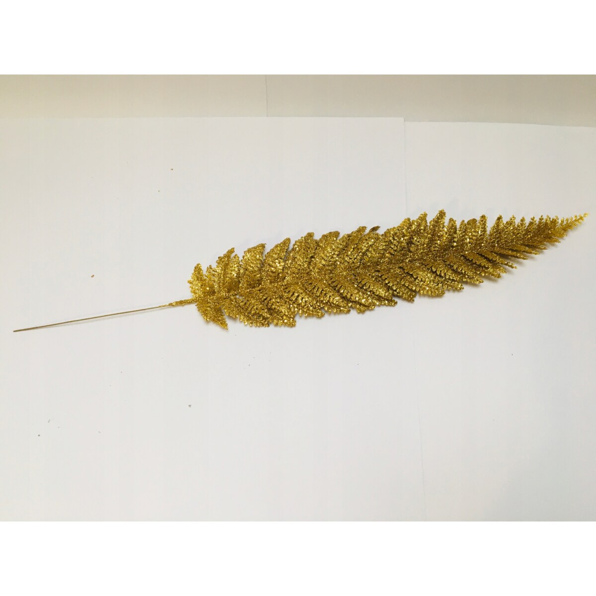 BROKATOWA GĘSTA Długa duża ZŁOTA paprotka gałązka dodatek świąteczna pik
