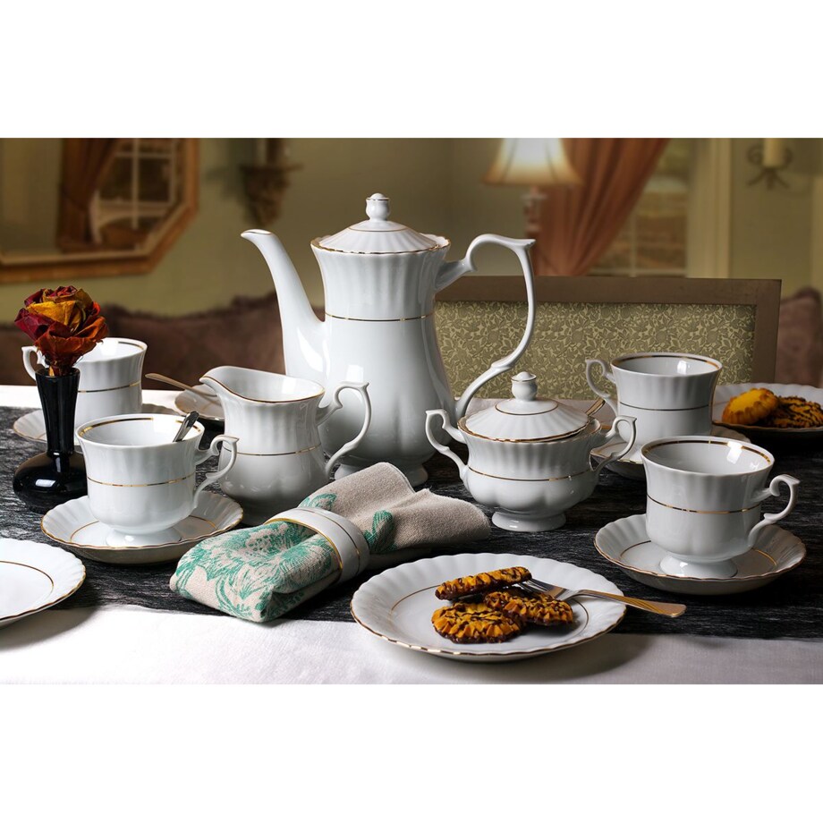Zestaw obiadowo-kawowy dla 12 osób 131 el. Iwona Złota Linia B014