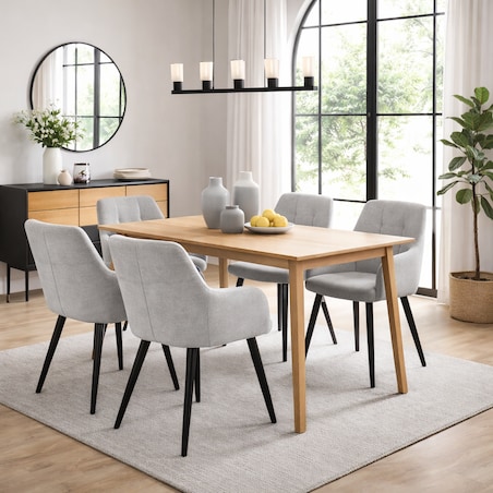 Krzesło nowoczesne tapicerowane NORDI szare na czarnych nogach