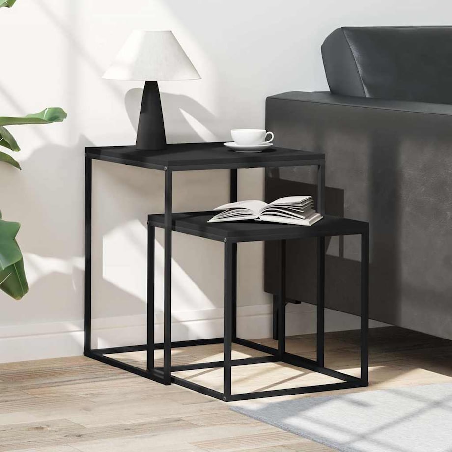vidaXL Zestaw stolików kawowych, 2 szt., materiał drewnopochodny/metal