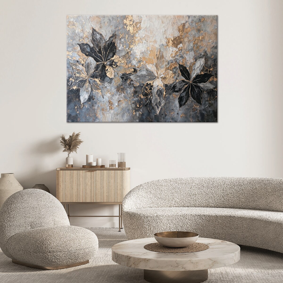 Nowoczesne obrazy na płótnie do salonu Liście Abstrakcja Tekstura Złoty 100x70