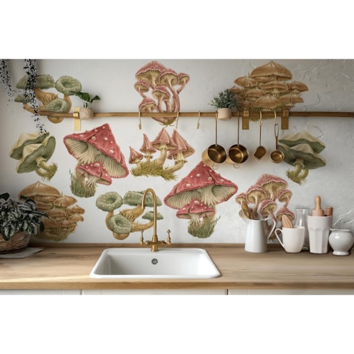 Zestaw naklejek na ścianę, Grzybowa łąka, 60cm