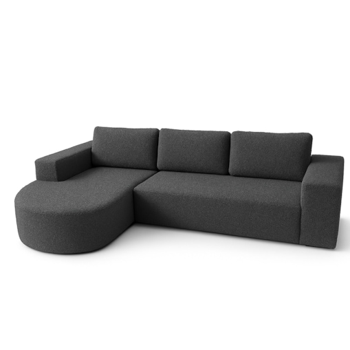 Narożnik Vello z funkcją spania do salonu,lewostronny-tkanina boucle-grafit