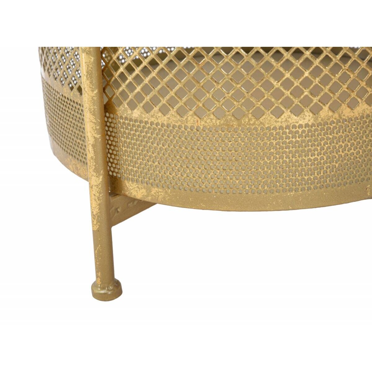 Stolik kawowy z koszem, złoty stelaż, Ø 35 cm
