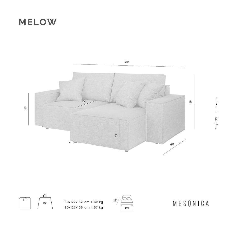 Melow Sofa narożna - pomarańczowa