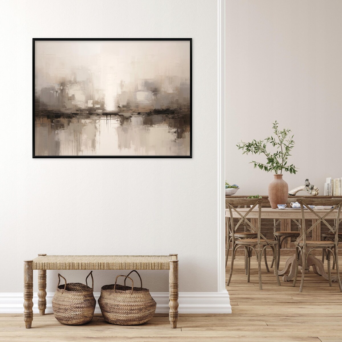 Obraz W Ramie Do Sypialni Salonu Na Płótnie Abstrakcja Nowoczesny Beżowy 100x70