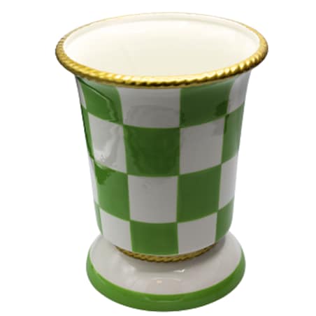 Osłonka doniczka w kratkę 29x26,3x26,3 cm zielono-biała small