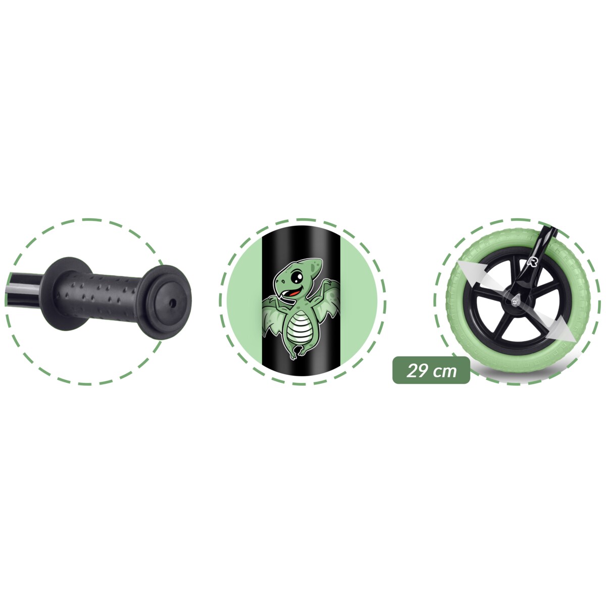 Rowerek biegowy dla dzieci jeździk lekki stabilny Ricokids czarno-zielony