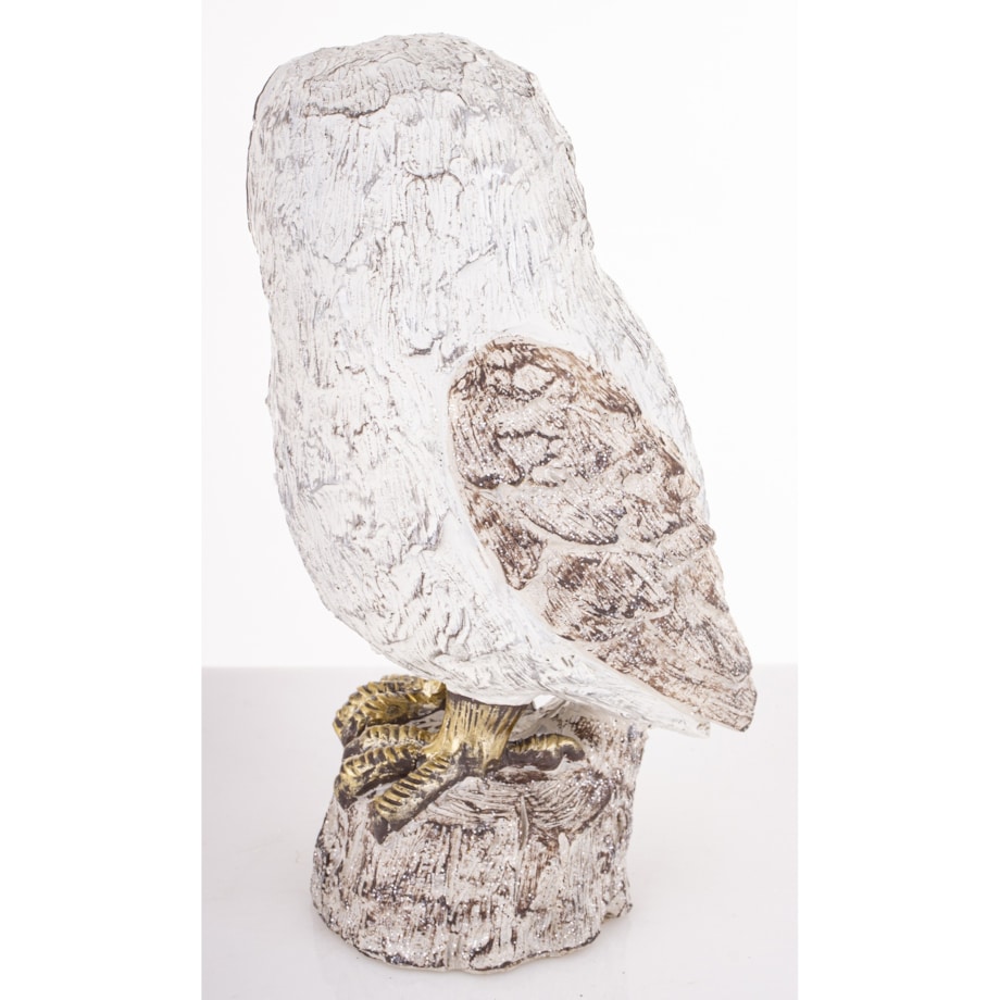 Dekoracja - biała sowa 18,5x9,5x10 cm UGLE small