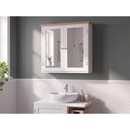 Szafka łazienkowa wisząca z lustrem ALAMOS 65 cm 60 cm Biały