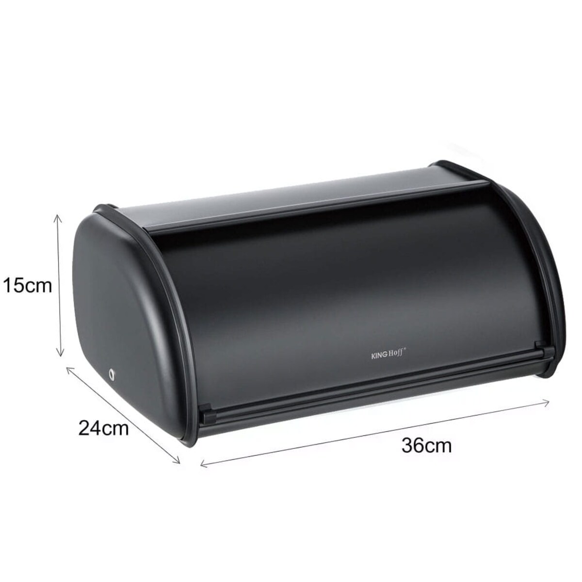 Chlebak stalowy mały 36cm czarny matowy pojemnik na chleb pieczywo bułki KINGHOFF