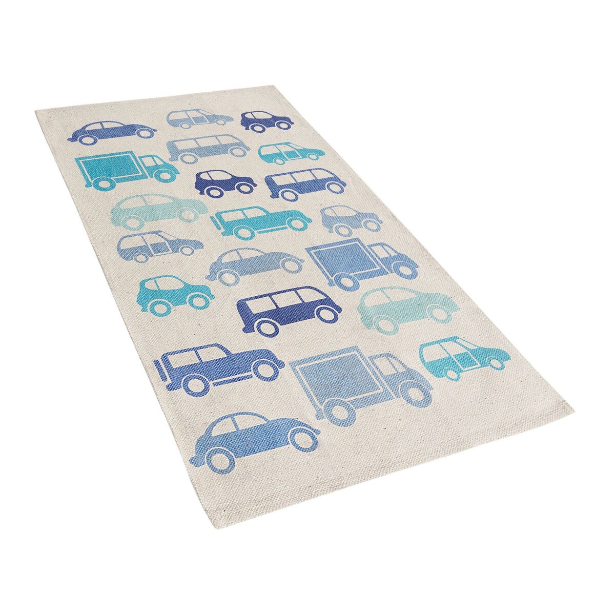 Dywan dziecięcy bawełniany w samochody 60 x 90 cm niebieski MADURAJ