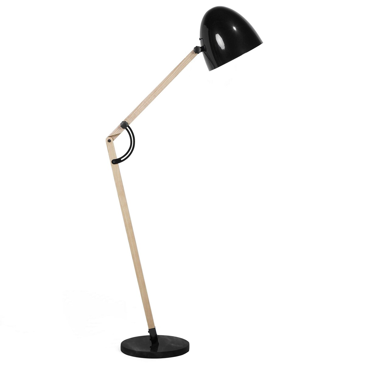Lampa podłogowa HETTON Regulowana Drewno dębowe Czarny