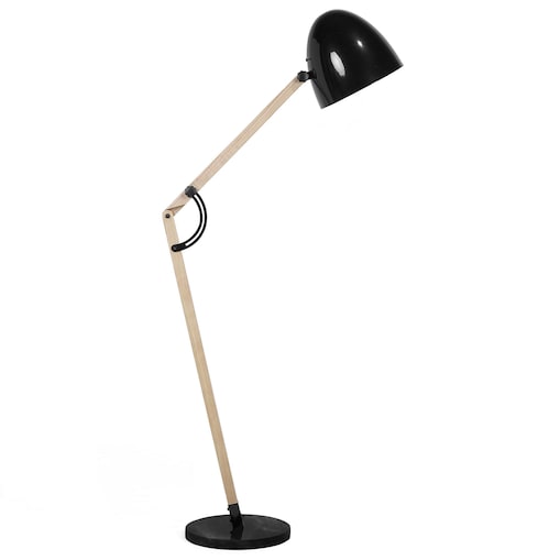 Lampa podłogowa HETTON Regulowana Drewno dębowe Czarny