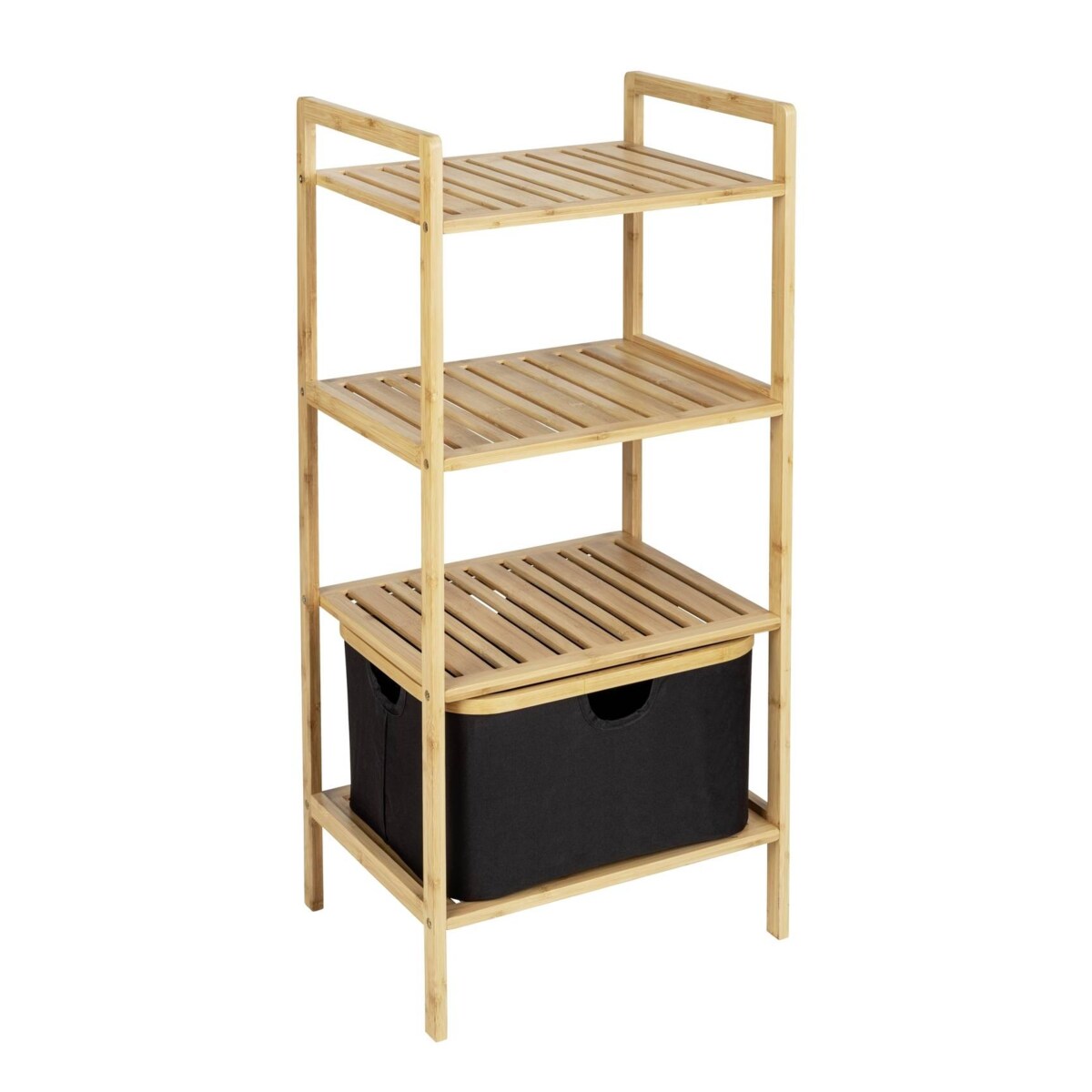 Regał łazienkowy bambus z koszem 93,5 cm